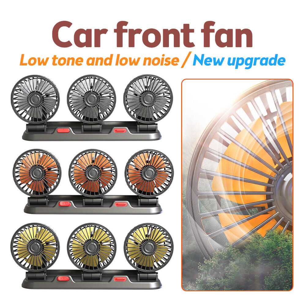 5V/12V/24V 車 Fan1 〜 3Head カーインテリアアクセサリー 360 度ラウンド車冷却アクセサリースイングファン換気自動ファン付き