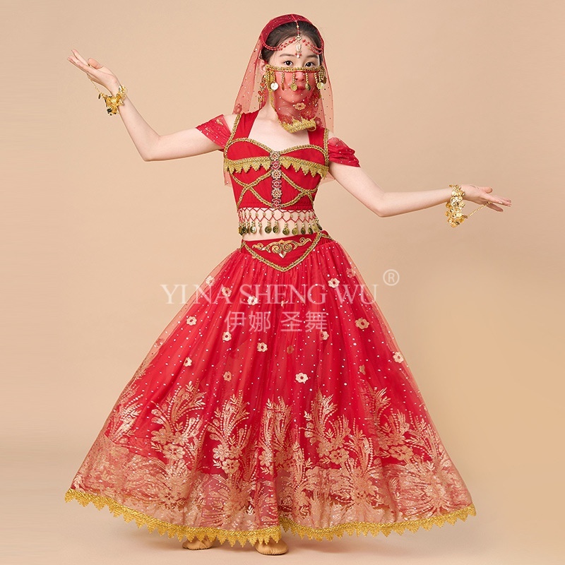 子供のインドプリンセスベリーダンスセット東部インドダンスサリーガールパフォーマンス服子供のステージ衣装