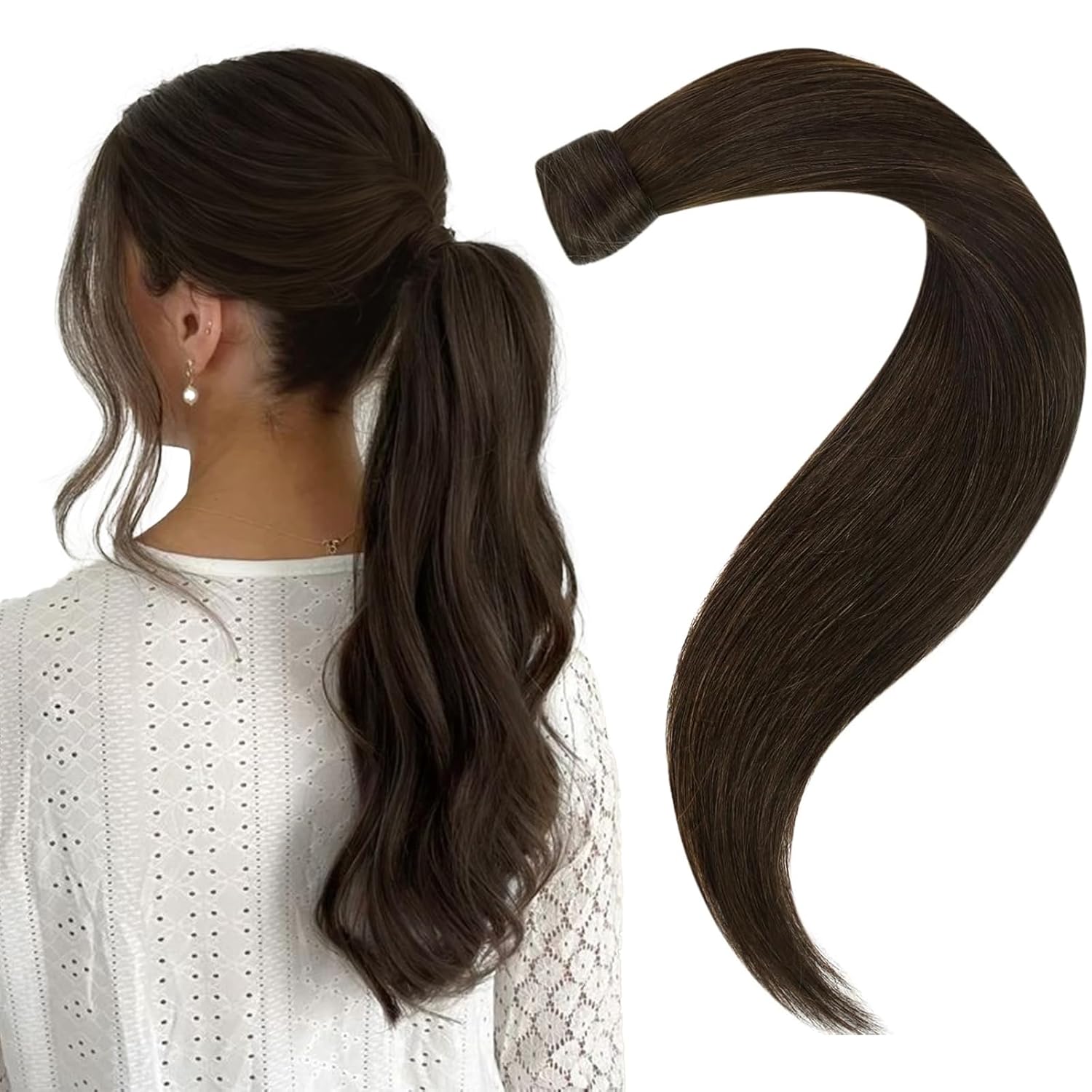 100% 人間レミーヘアエクステンション 16 "-20" マジックラップポニーテール 70 グラムスギナナチュラルブラジルストレート ZZHAIR