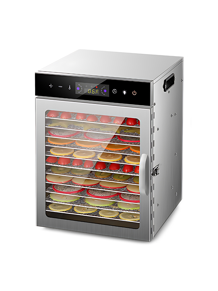 食品およびジャーキー用乾燥機 24H タイマーとライト付き、12 乾燥ラック 800W 30-90℃ 野菜果物乾燥機 EU プラグ
