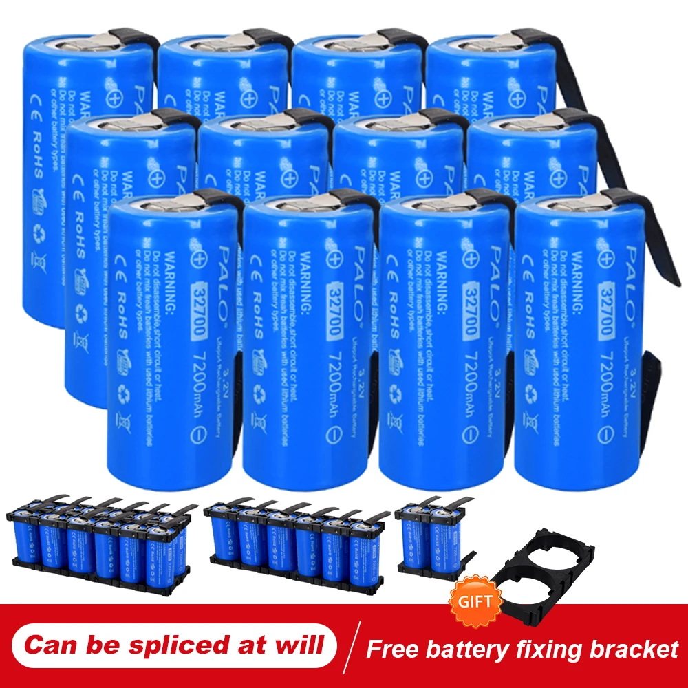 PALO 32700 LiFePO4 バッテリー 7200mAh 3.2V バッテリー 35A 連続放電最大 55A ハイパワーバッテリー DIY ニッケルシート
