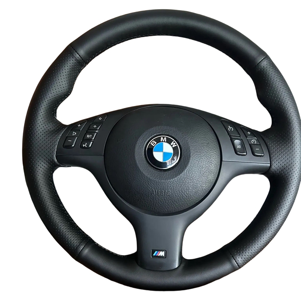 カスタム手縫いマイクロファイバー革車のステアリングホイールカバー BMW E46 E39 330i 540i 525i 530i 330Ci M3 2001-2014