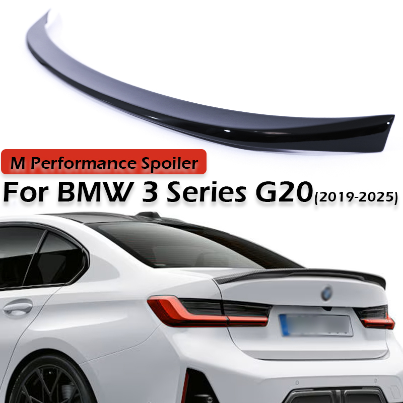 M パフォーマンススタイルリアトランクウイングスポイラー BMW 3 シリーズ G20 カーボンファイバーリアバンパーリップ MP Refting 2020 グロスブラック