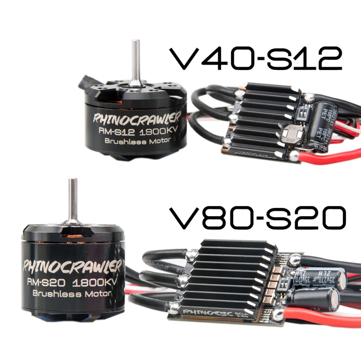 RHINOESC 40A-S12 80A-S20 AM32 RC クローラー ESC ブラシレスモーター電源システム 1/10 TRX4 SCX10 MOA シャフトトラック用