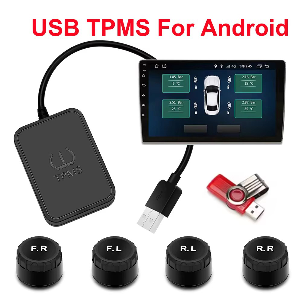 Android TPMS スペアタイヤ外部センサー タイヤ空気圧監視システム USB TPMS カーナビゲーション ラジオ DVD プレーヤー検出用