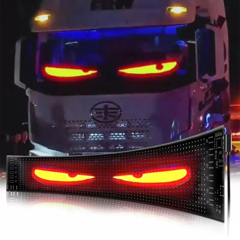 トラック車デビルアイ LED ピクセルパネルライトリモコンソフト折りたたみ照明スクロールボードフロントガラス 12V 24V