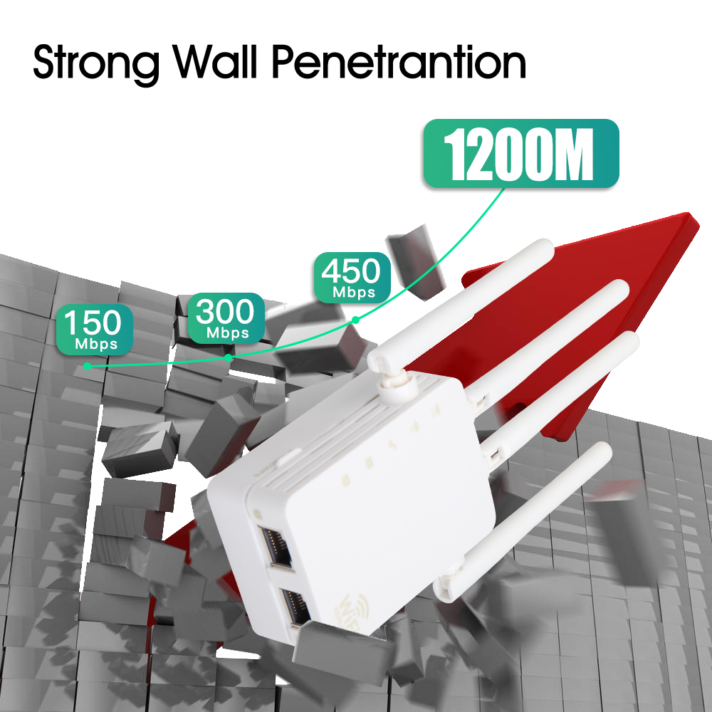 1200 メートルワイヤレス WiFi リピーターデュアルバンド 2.4 グラム/5GHz Wifi リピーターアンプ 802.11ac WIFI エクステンダー信号ブースター