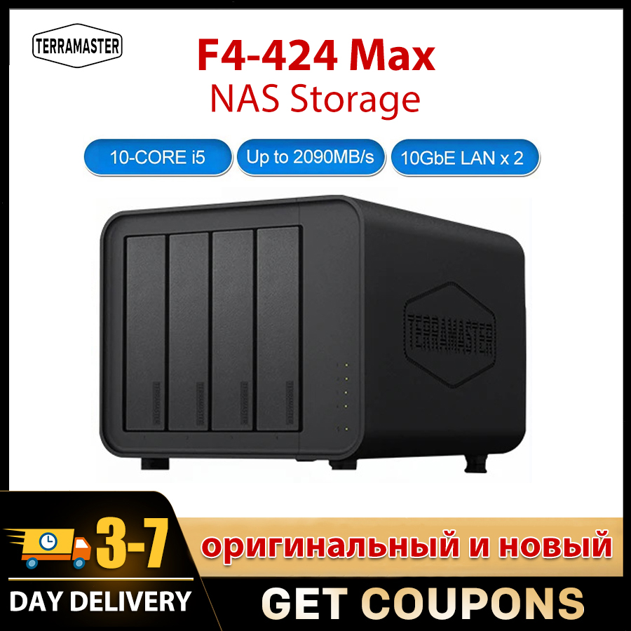 TerraMaster F4-424 最大 4 ベイ NAS エンクロージャ 4 x 3.5/2.5 インチ SATA ドライブ ベイ 2 x M.2 2280 ネットワーク接続ストレージ (ディスクレス)