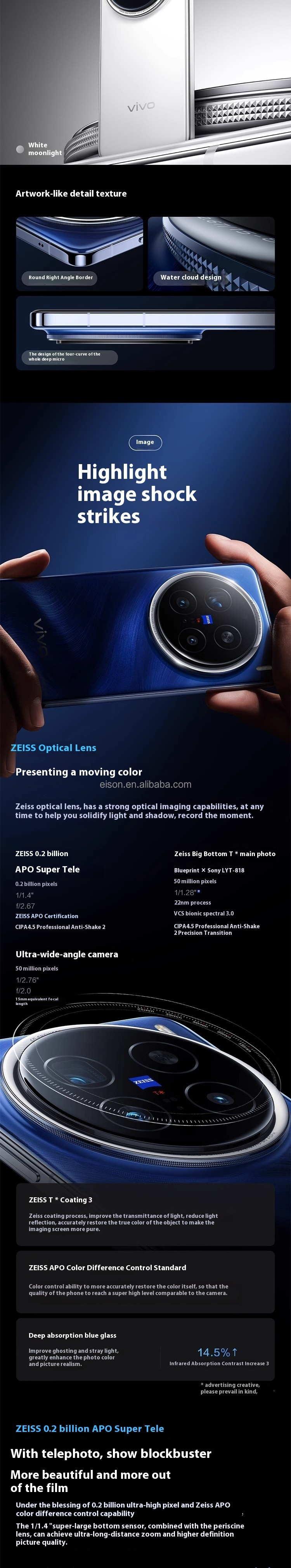 オリジナル新 VIVO X200 プロ 6.78 "5 グラムスマートフォン 120HZ AMOLED 寸法 9400 50MP リアカメラ 90 ワット SuperVOOC 6000mAh NFC OTA OTG