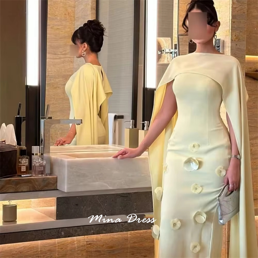 ミナカスタマイズされた 3D 花の高級女性イブニングドレスマントエレガントなパーティードレス女性 Vestidos デ ガラフォーマルな日のドレス
