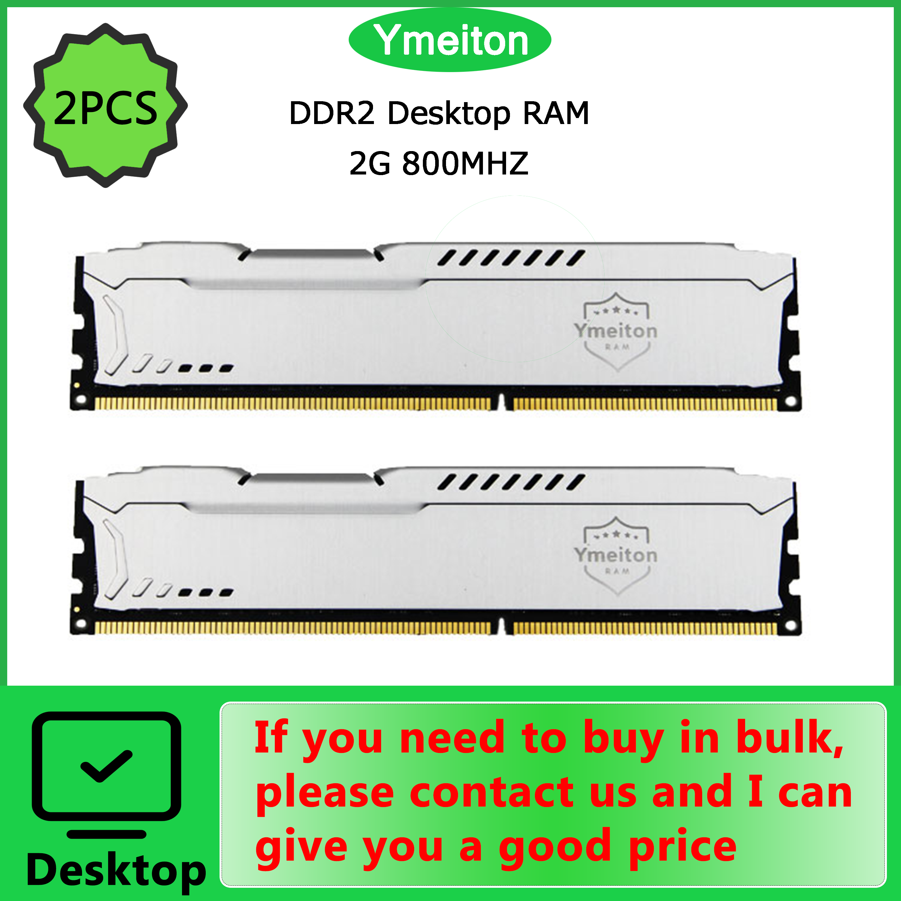 Ymeiton 2個 DDR2 デスクトップコンピュータ用メモリースティック d2 2GB 800Mhz メモリ ユニバーサルメモリーカード PC 240ピン RAM メモリ卸売