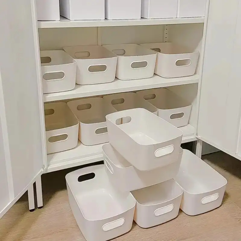 10 個大容量収納ボックスカバー付き家庭用プラスチックおもちゃの収納バスケットスナック雑貨収納ボックスデスクトップオーガナイザー