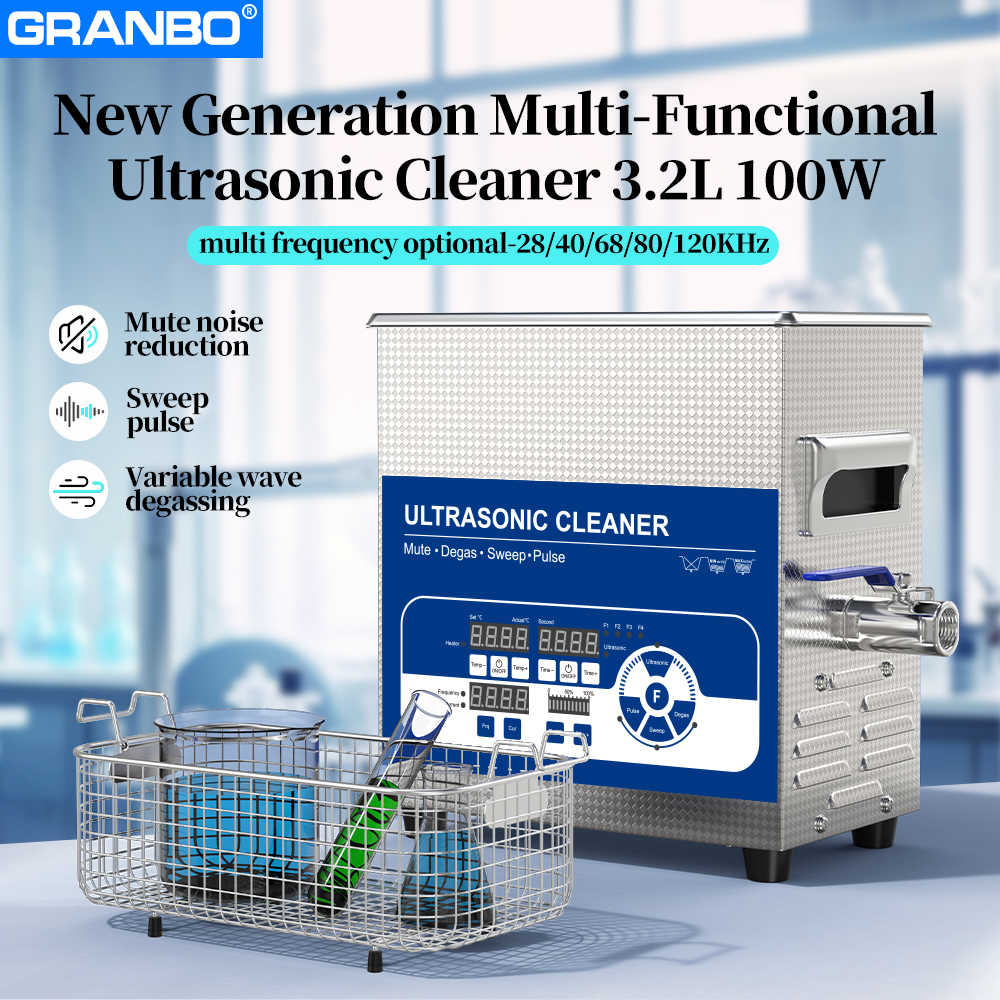 Granbo 28/40/68/80/120KHz 超音波クリーナー多周波 3.2L 100 ワット超音波浴槽歯科技工所器具