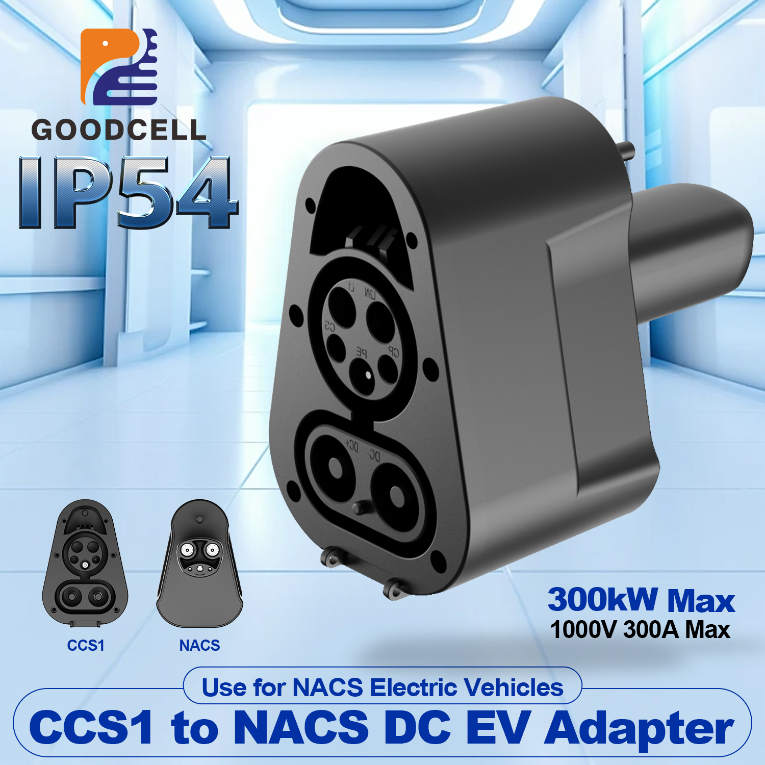 GOODCELL CCS1 to NACS 250KW 最大充電アダプター テスラモデル 3/X/Y と互換性あり CCS1 ステーションからのテスラ充電に適合