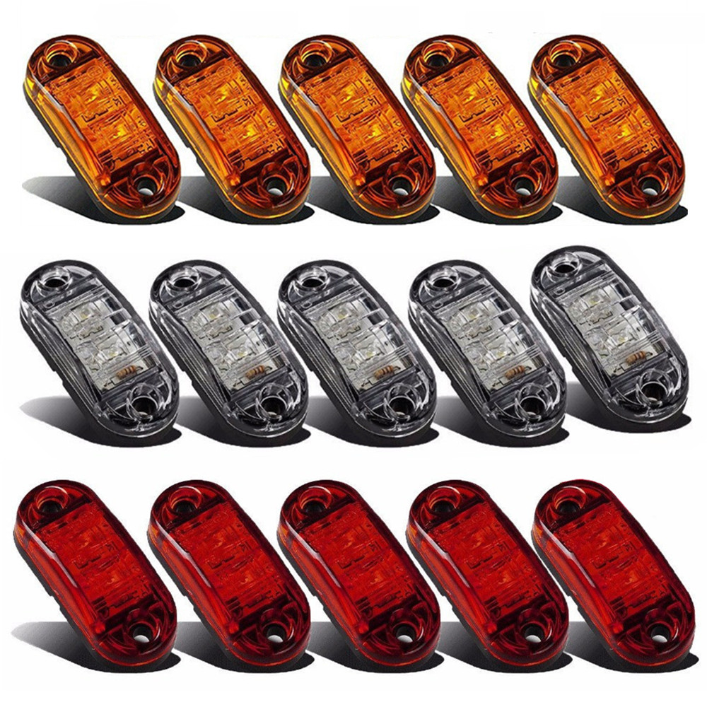 10 個ユニバーサル警告灯 LED ダイオードライト 12V 24V トレーラートラックセマフォ黄白赤 LED サイドマーカーランプ Accessorie