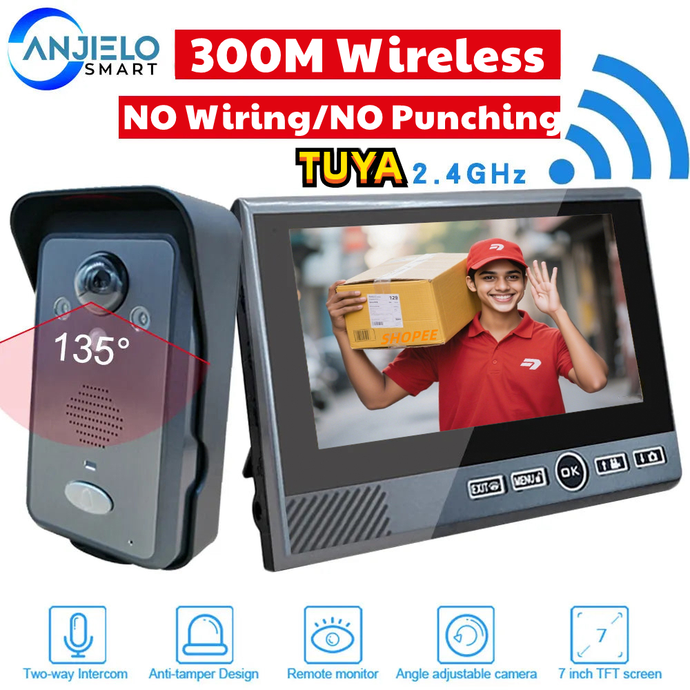 ANZIELO SMART インターホン ワイヤレス 屋外テレビ電話 Wifi 無料ビデオ ホーム インターホン ドアベル カメラ Wifi アパート 通話 Tuya