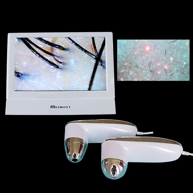 新しいプロフェッショナル 11 インチ液晶デジタル毛頭皮カメラ検出器スキンアナライザー毛包油水分顕微鏡テスト装置