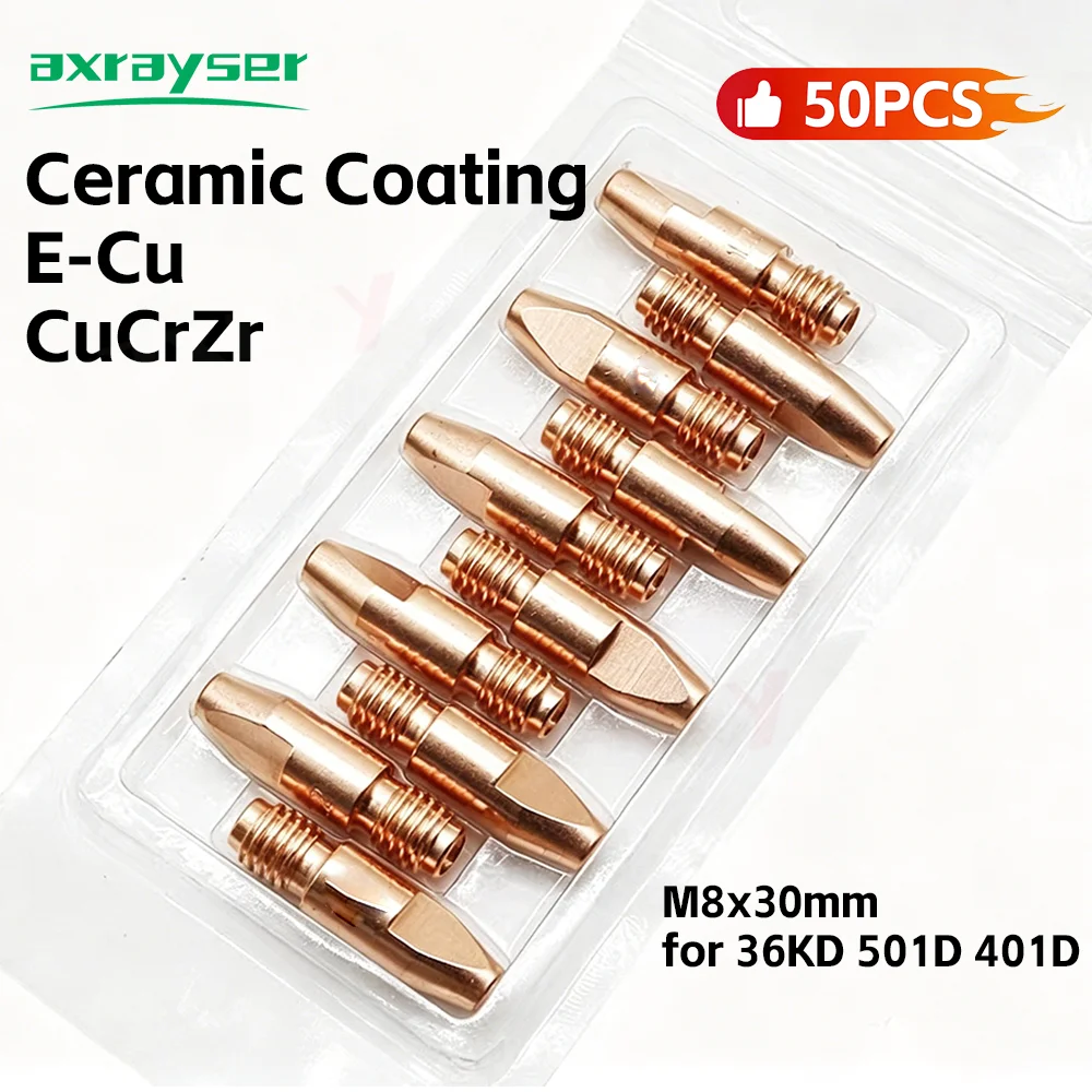 10 ピース/セット MIG コンタクトチップ M8x30mm ヒントベンゼル 36KD 501D 401D 溶接トーチワイヤーノズル M8 セラミックコーティングされた E-Cu CuCrZr コンタクトチップ