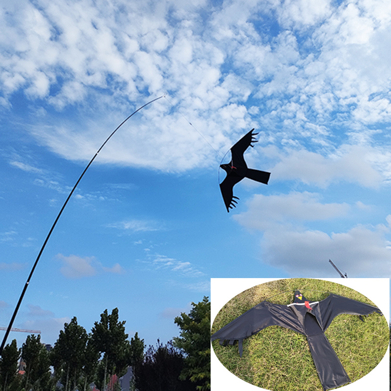 屋外おもちゃ 47 インチ鳥怖がらせるイーグル凧ロッドなしで良い飛行庭/果樹園/農場