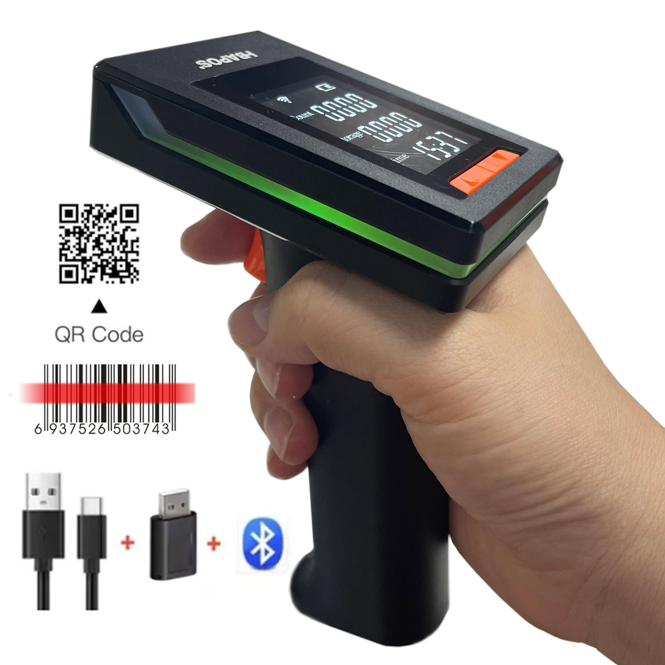 Bluetooth バーコード スキャナー画面表示、1D 2D ハンヘルド USB ワイヤレス ブック バーコード スキャナー リーダー、図書館教室用