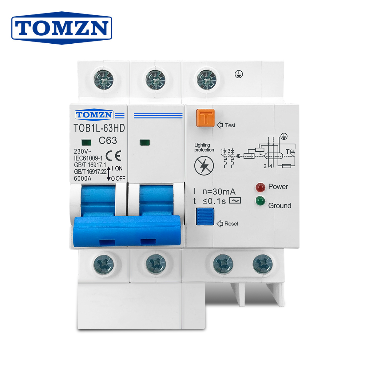 TOMZN 残留電流サーキットブレーカメインスイッチサージプロテクター RCBO MCB 雷保護 SPD 付き