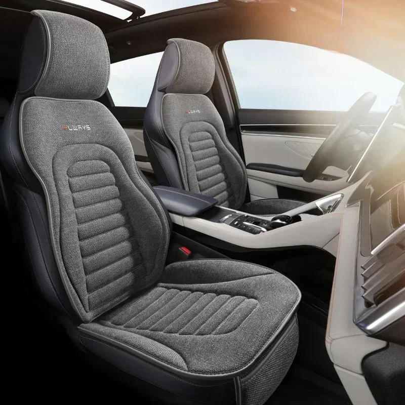 ユニバーサルリネンカーシートカバー四季自動亜麻快適な通気性滑り止めカバークッション SUV カーシート保護