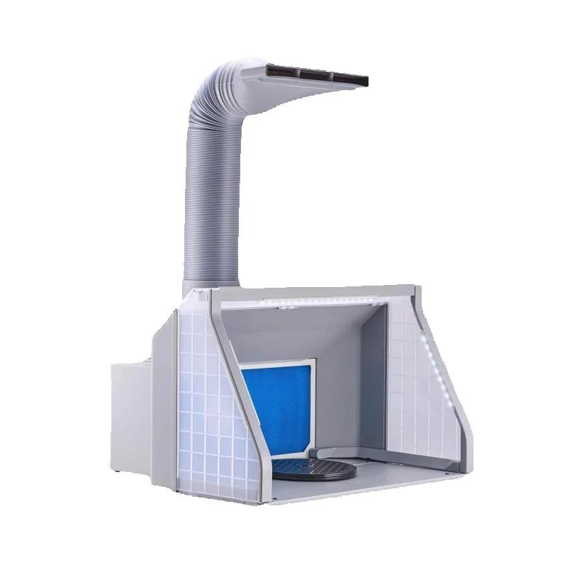 SucceBuy エアブラシ スプレー ブース デュアルファン ポータブル ホビー エアブラシ ペイント スプレー ブース キット LED ライトと排気延長ホース付き