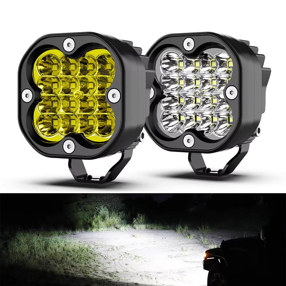 3 インチ Led ワークライトバー 12V スポットライト白と黄色 4 × 4 オフロードアクセサリー LED ヘッドライトフォグランプオートバイトラック
