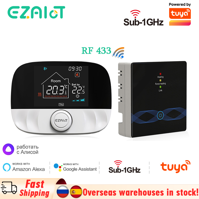 スマート Tuya サーモスタット Wifi RF ワイヤレス温度コントローラー ガスボイラー給湯用 Alexa Google Home と連携