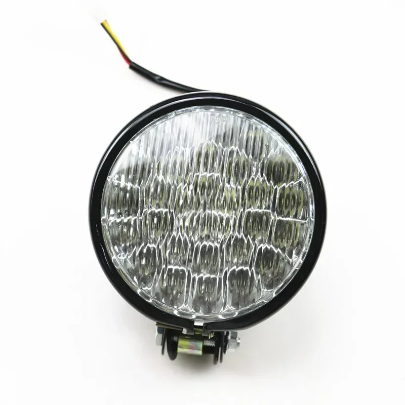 ブラック/クリア 5 インチ オートバイ LED ヘッドライト クルーザー チョッパー CB カフェボバー ヴィンテージ レトロ ラット XL