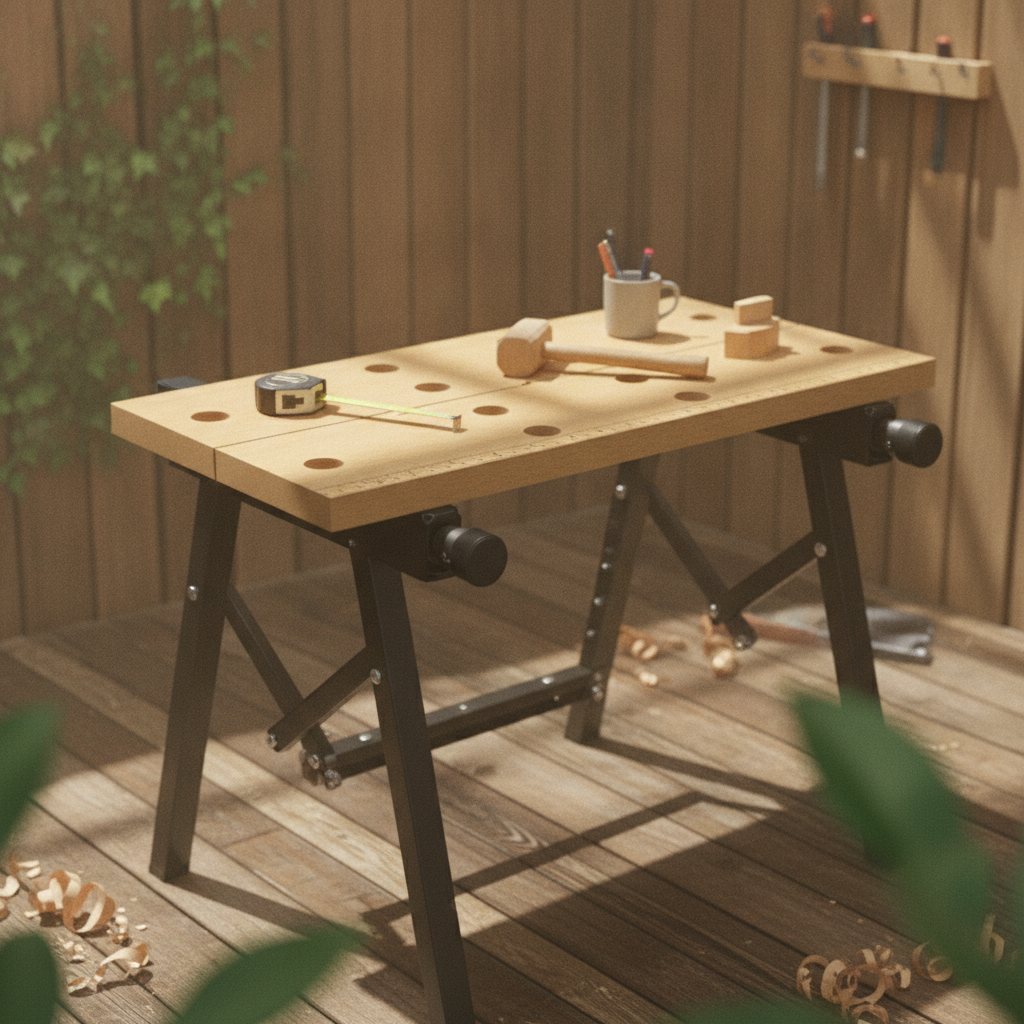 クランプ作業テーブル折りたたみ式折りたたみ木工ベンチ折りたたみワークベンチヘビーデューティ木工ベンチ高さ調節可能