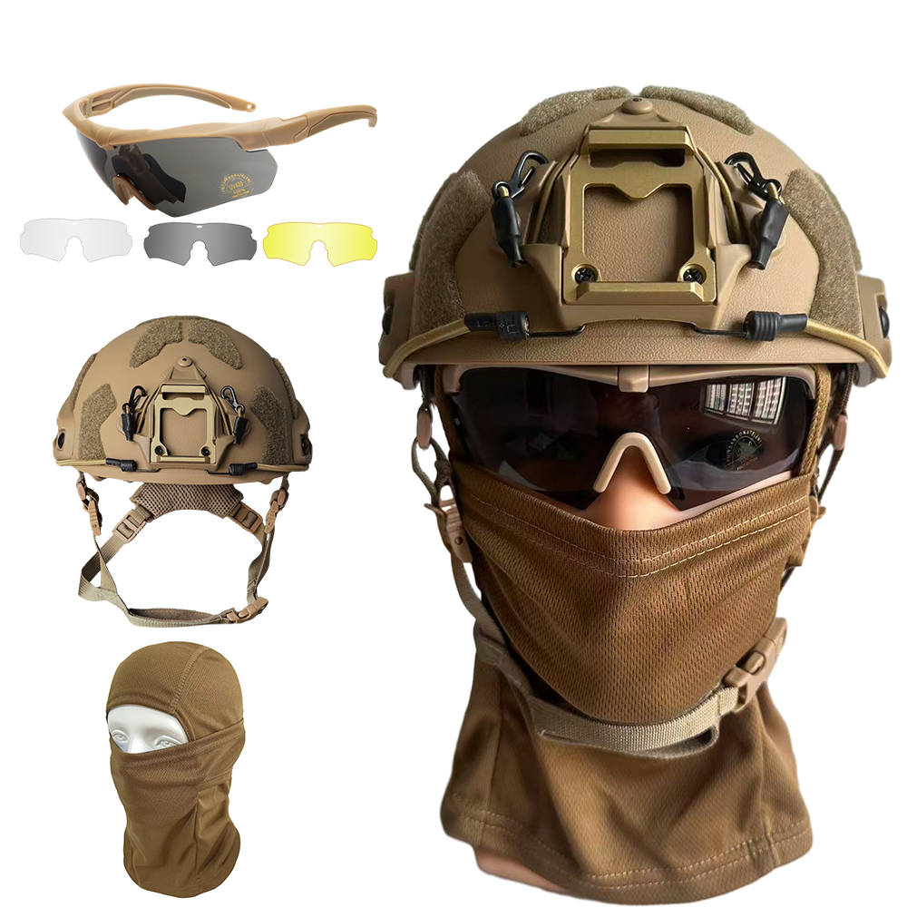 軍用戦術ヘルメットセット - マルチレンズゴーグル
