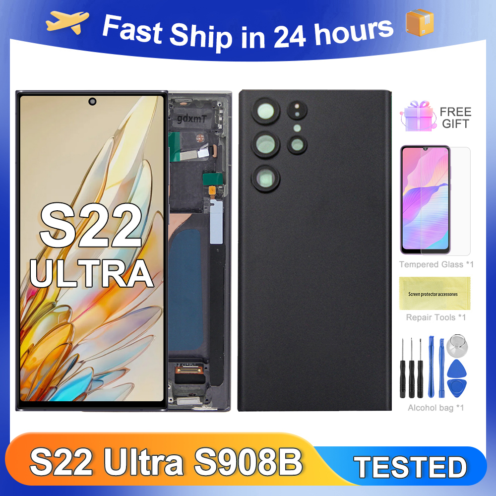 サムスン S22 ウルトラ S22Ultra S908 S908B S908U S908W S908E 液晶ディスプレイタッチスクリーンデジタイザアセンブリの交換用にテスト済み