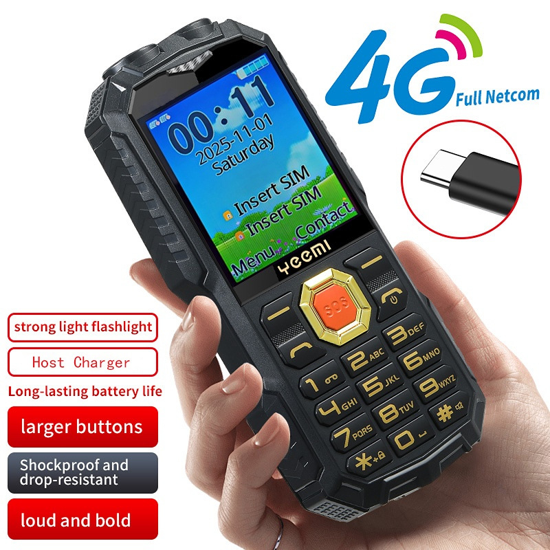 YEEMI Q5 LTE 4G 携帯電話 2.4 インチ画面 3000mAh デュアル SIM HD 通話カメラ FM ダブル LED 懐中電灯 Type-C 屋外ボタン電話