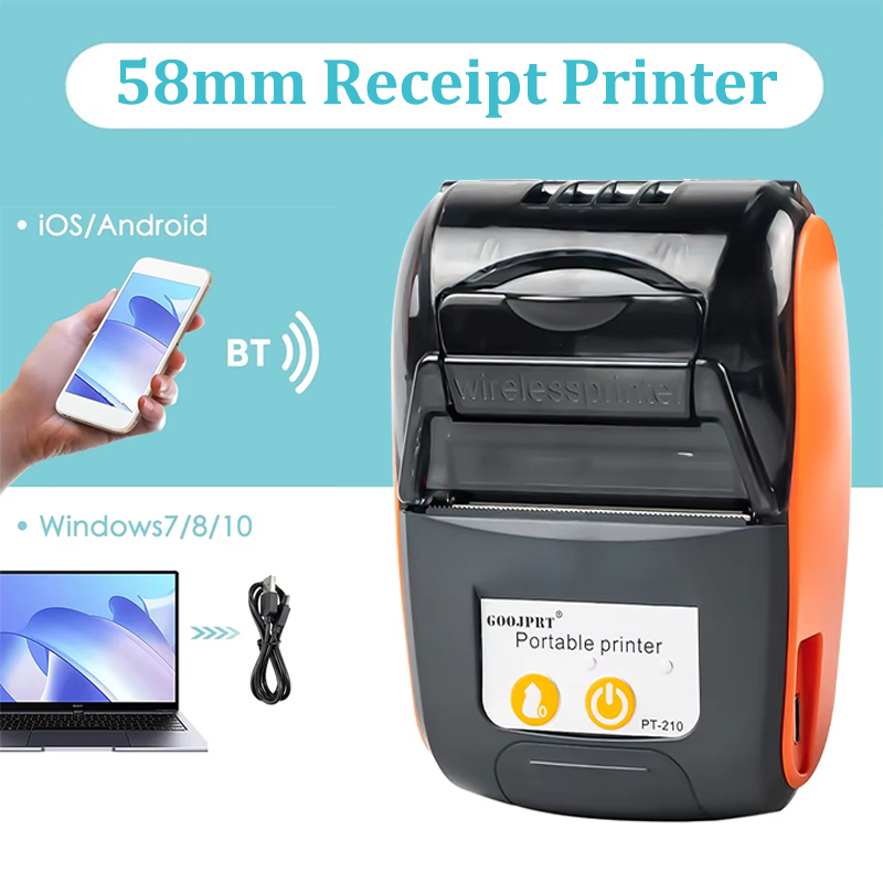GOOJPRT 58 ミリメートルミニサーマルレシートプリンタポ​​ータブルインクレス Bluetooth チケット請求書 POS プリンタビジネス印刷卸売