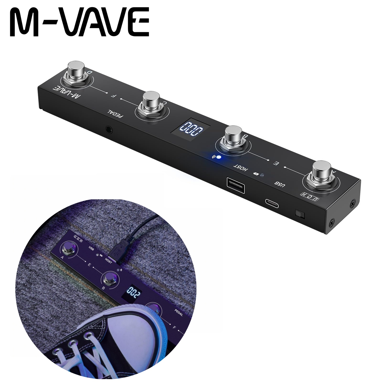 M-VAVE Chocolate Plus ワイヤレス MIDI コントローラー キーボード 4 ボタン フット スイッチ、USB インターフェイス/オールインワン キーボード制御用