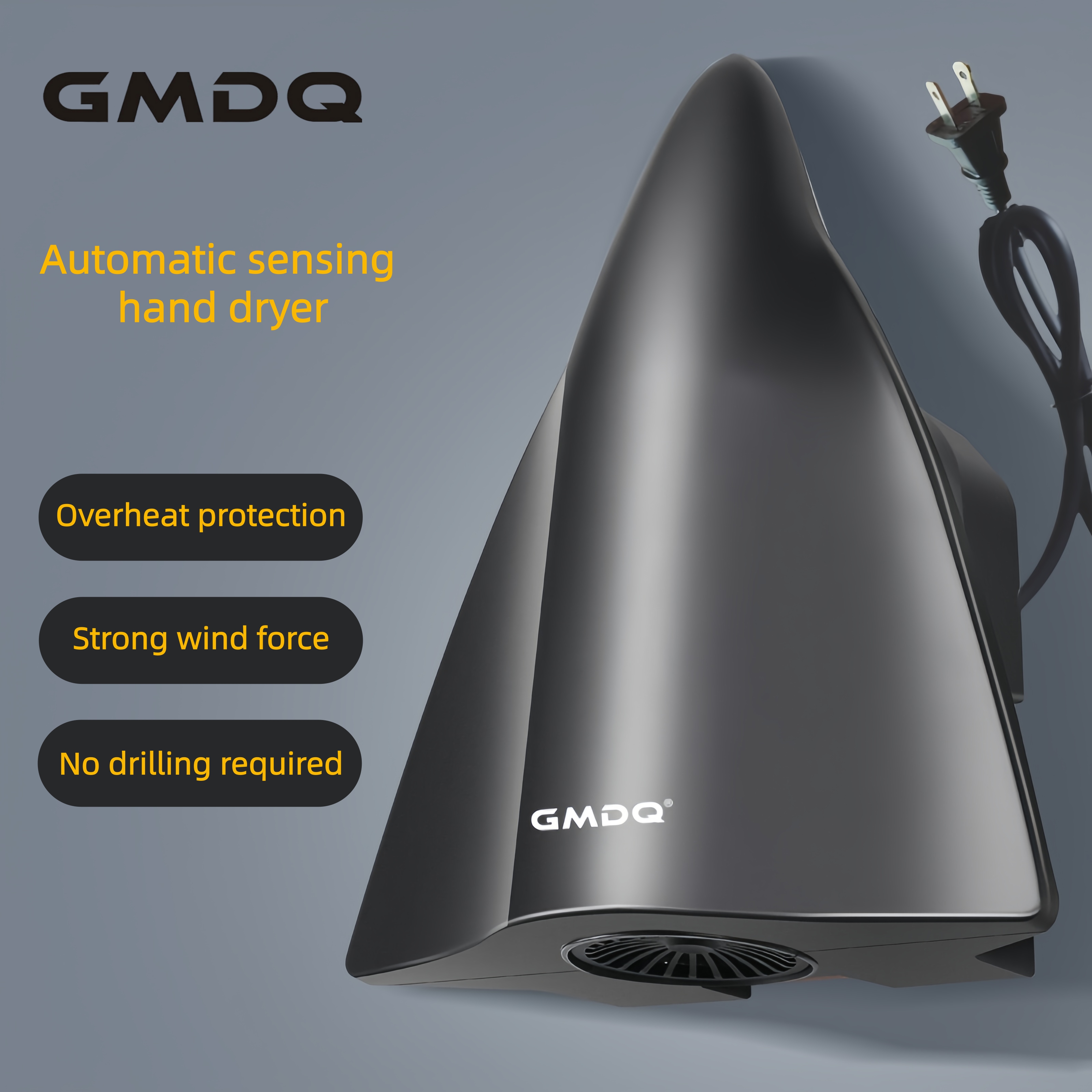 Gmdq 新しいスマート自動センサーハンドドライヤー、米国標準 110V、1000W、白とマットグレー、商業用途、ホテル、家庭などに最適