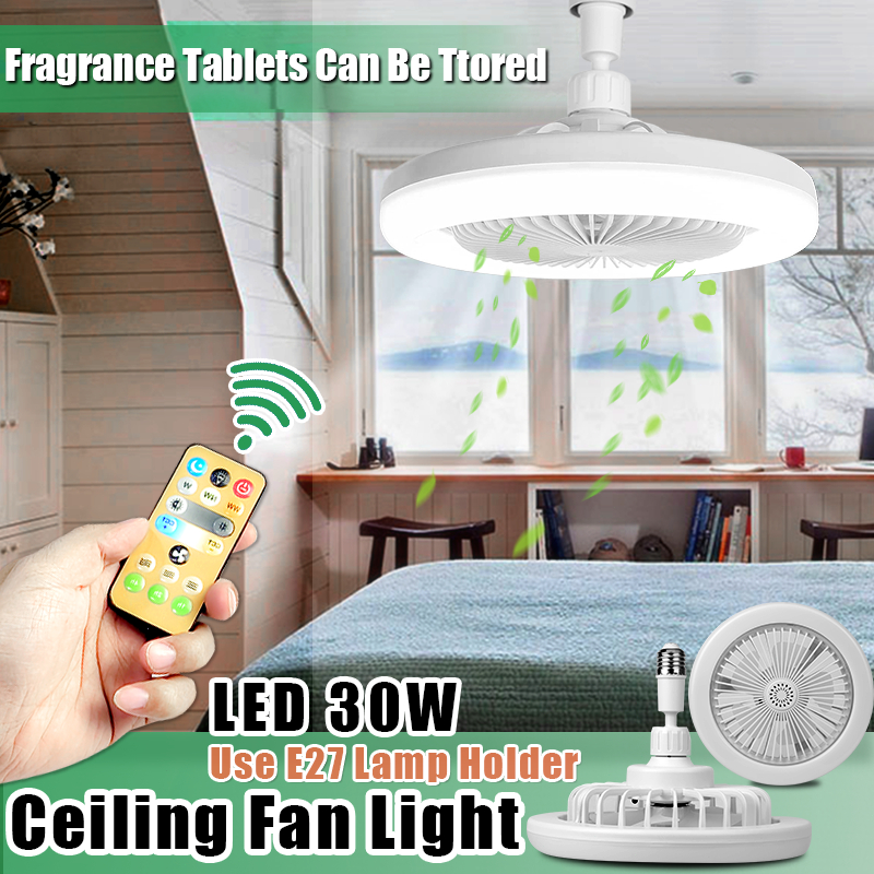 LED シーリングファン ランプ付き 85-265v ポータブル 3 色サイレントシーリングファンランププラグインタイプホームルーム寝室の照明に適しています
