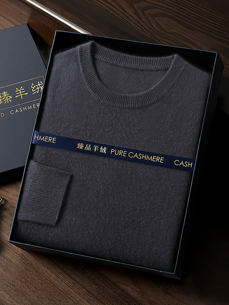 CHICUU メンズ 100% セーター O ネックプルオーバーベーシック長袖カシミヤニット秋冬スマート服トップス