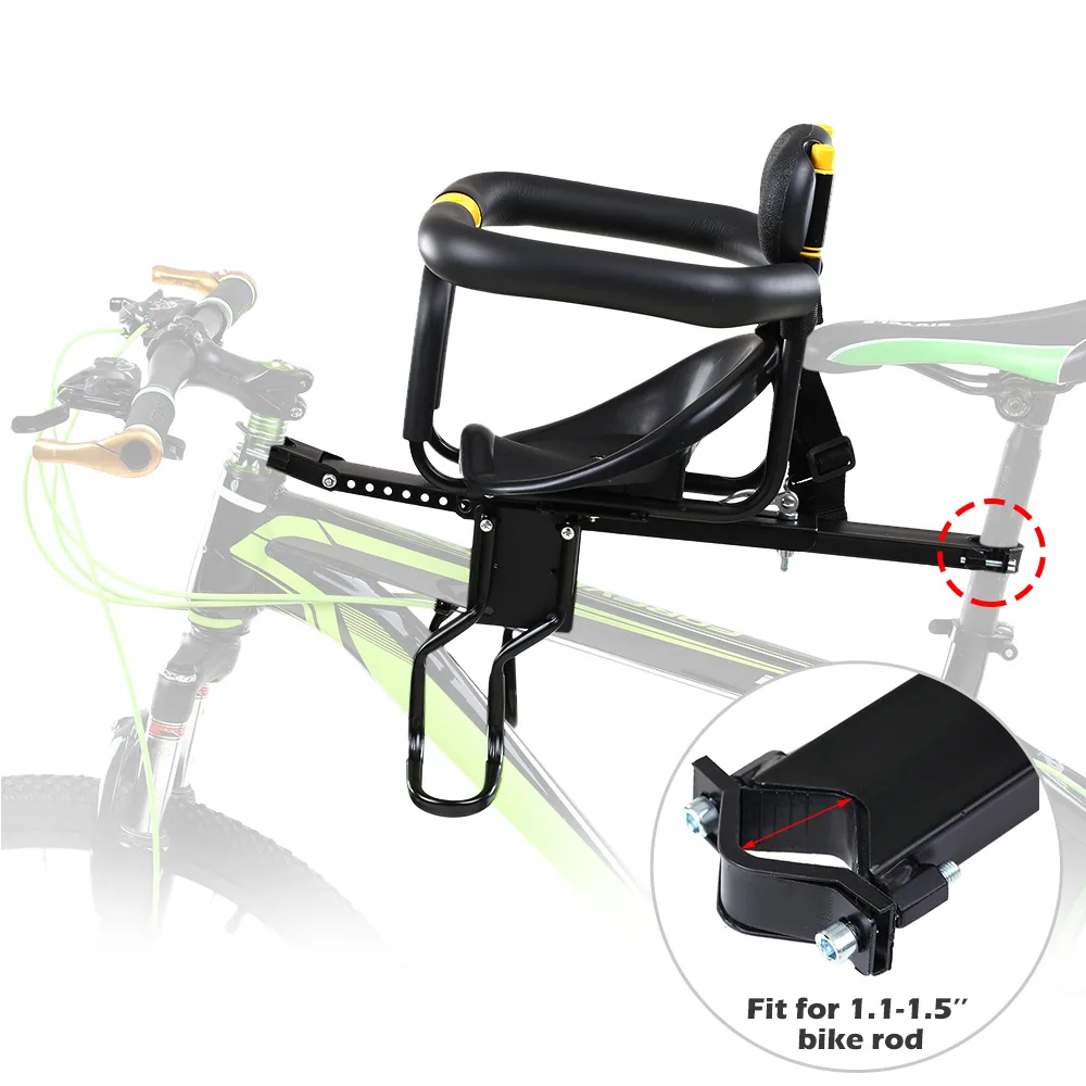 ユニバーサルフロントマウント子供用自転車シート折りたたみ可能調節可能な安全ベビー自転車キャリアマウンテン用シートベルト付き