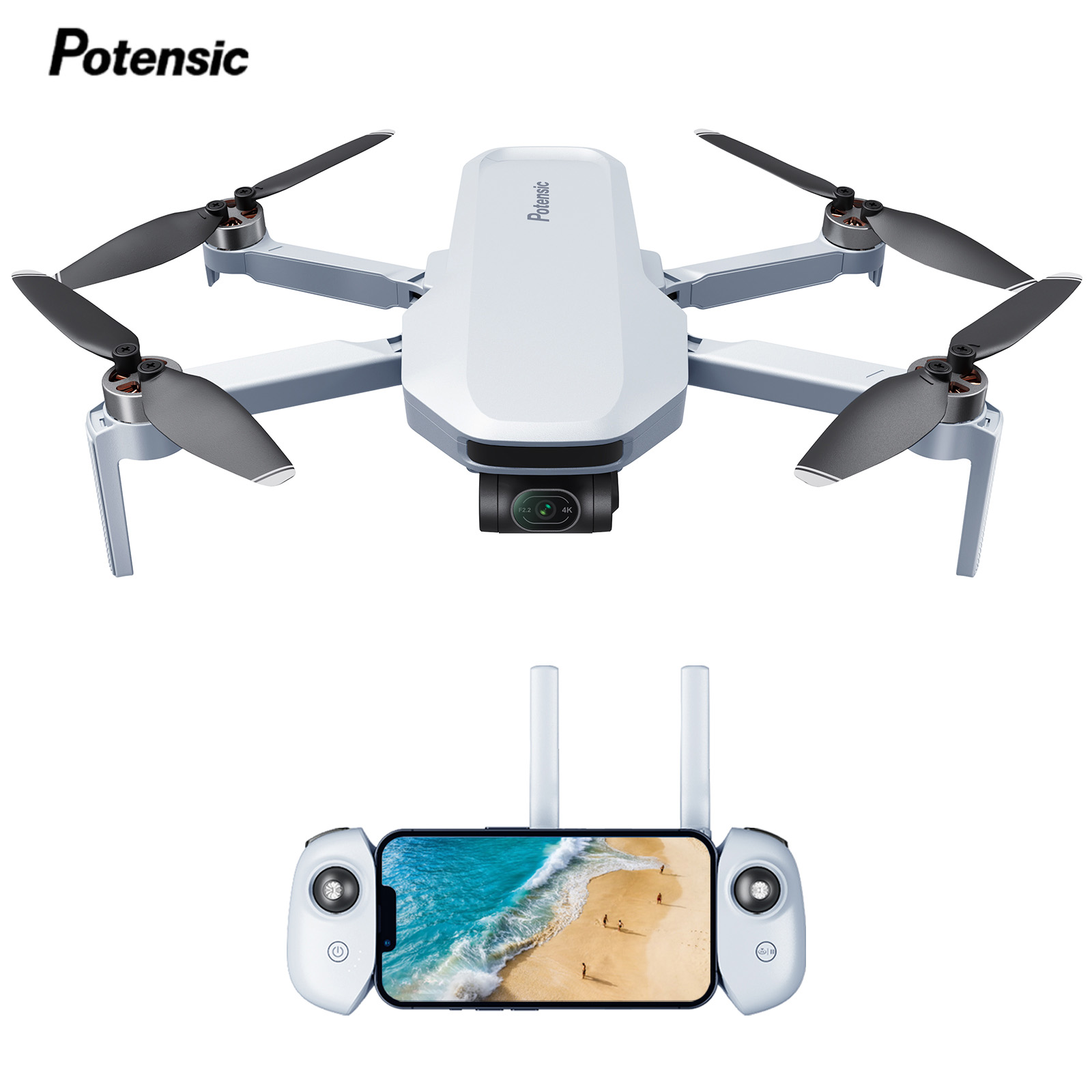 Potensic C0 4K GPS プロフェッショナル ドローン 最大 6-KM、3 軸ジンバル、ビジュアル トラッキング、クイックショット、249g 未満、ホームに戻る-ATOM
