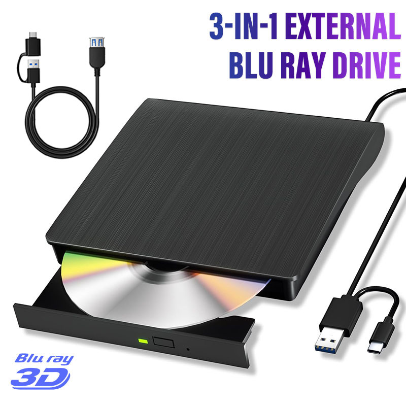 外部ブルーレイドライブ CD バーナー 延長ケーブル付き USB3.0 ポータブル BD/CD/DVD-RW プレーヤー ライター リーダー ラップトップ PC Windows 用