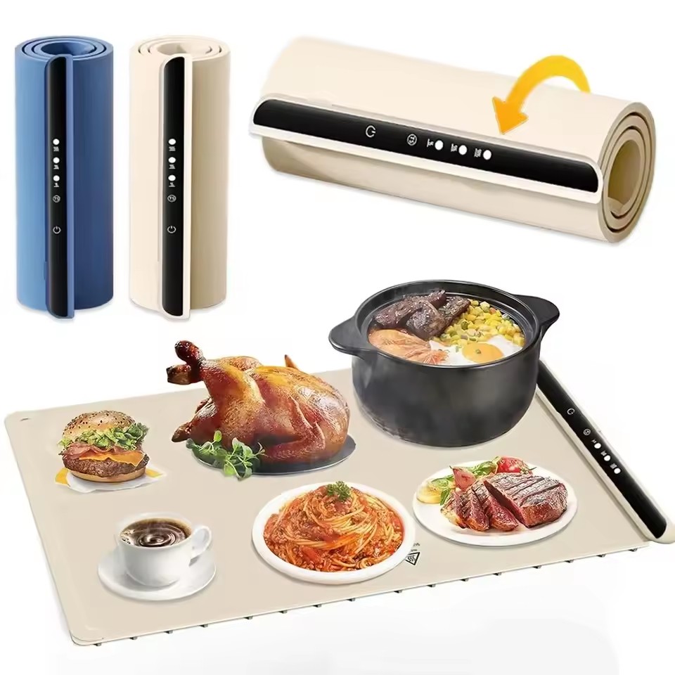 折りたたみ式フードウォーマー電気保温トレイ食品保温マット食品用電気保温パッドポータブルシリコーン食品ウォーマープレート