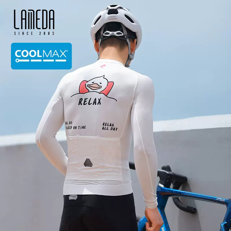 LAMEDA プロフェッショナルサイクリングジャージ CoolMax 速乾性男性長袖白通気性夏タイトトップ自転車トレーナー Ro