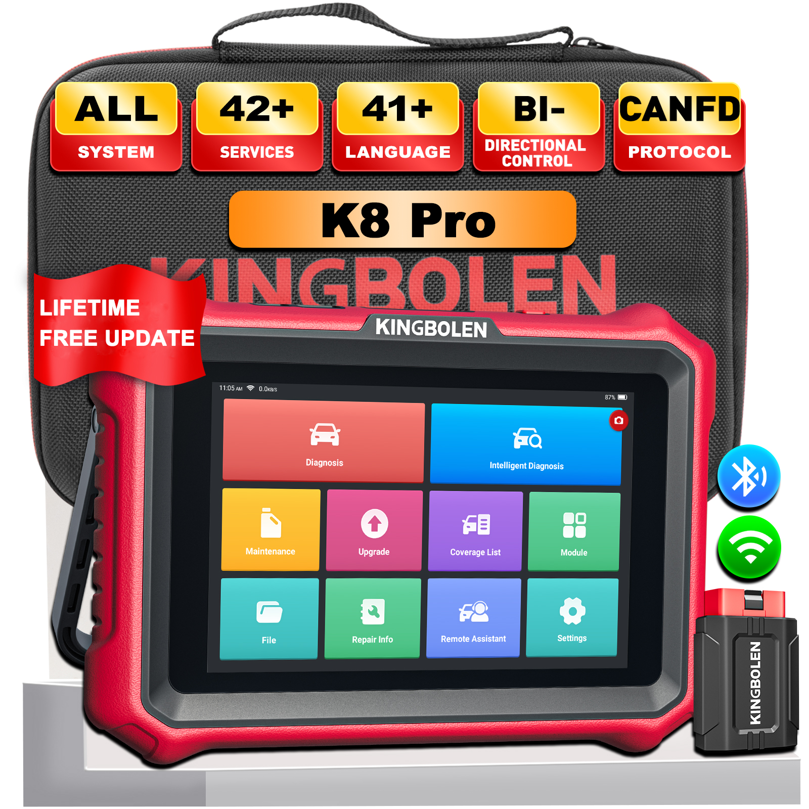KINGBOLEN K8 Pro K10 Pro OBD2 スキャナー双方向スキャンツール、ライフタイムアップデート付き、すべてのシステム診断ツール ECU コード 34 リセット