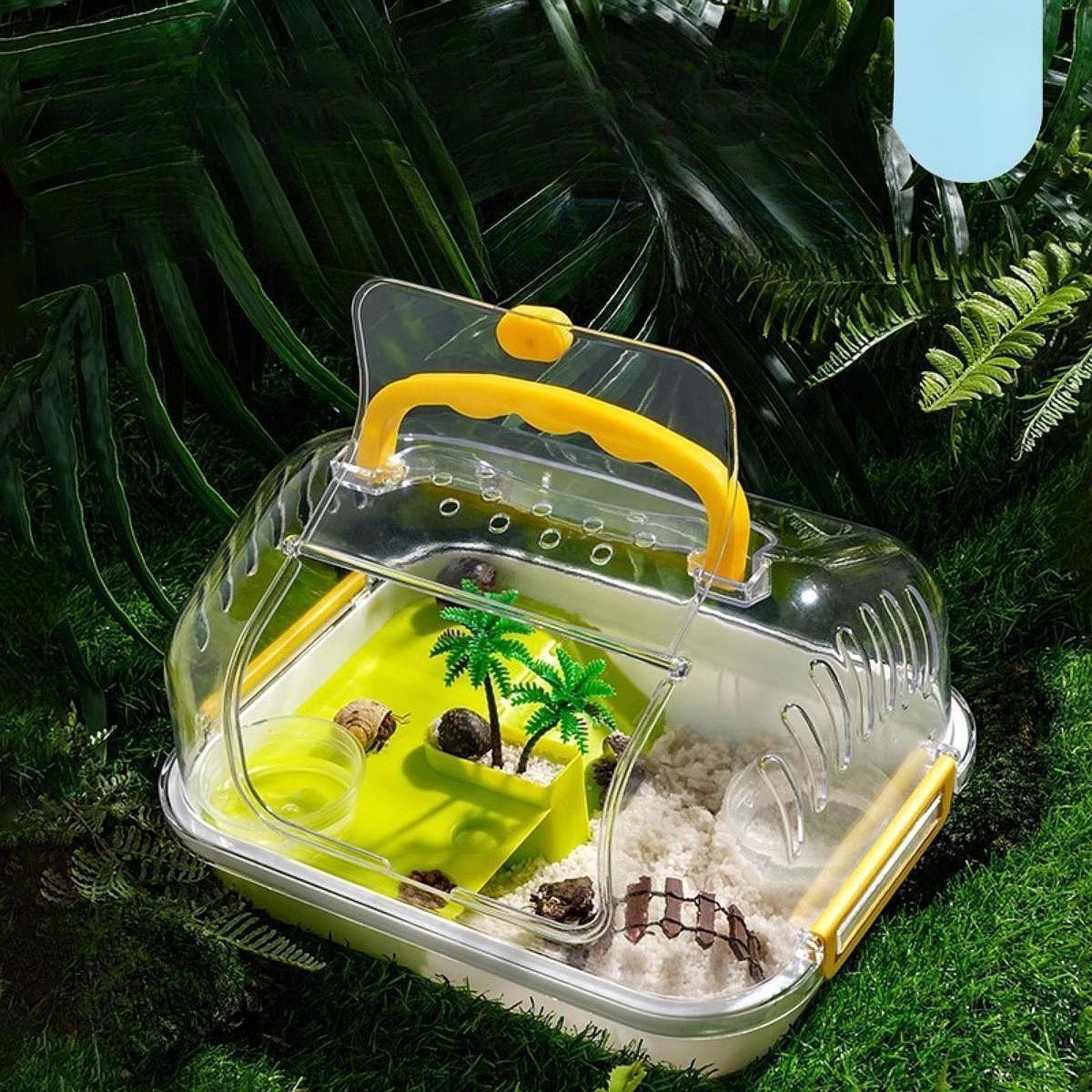 カメタンク屋内装飾給餌ボックス多機能エリア旅行爬虫類タンク