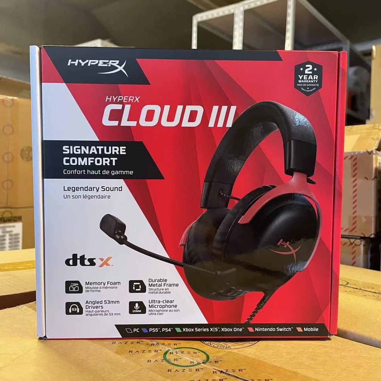 HyperX Cloud 3/III 有線ゲーミング ヘッドセット DTS/低反発フォーム/耐久性のあるフレーム/ウルトラクリア 10mm マイク/USB-C/USB-A Cloud 3 ゲーム ヘッドフォン