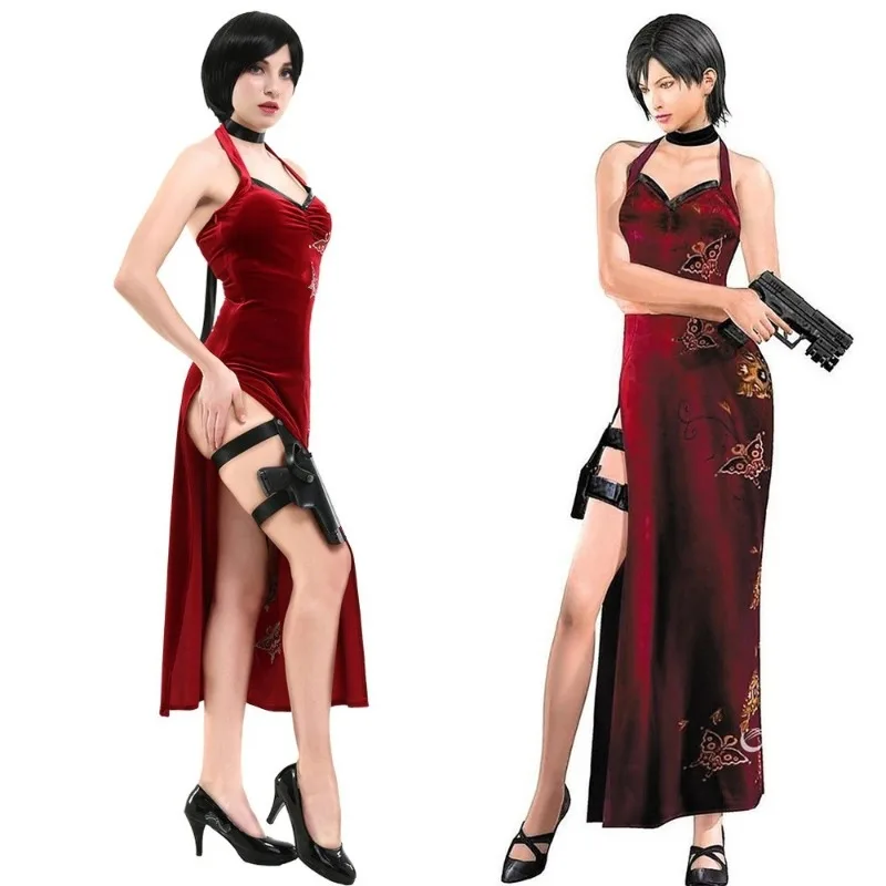 映画シークレットサービスエイダウォンコスプレドレス制服ハロウィンクリスマス女性赤いレースチャイナランジェリースーツコスプレ衣装