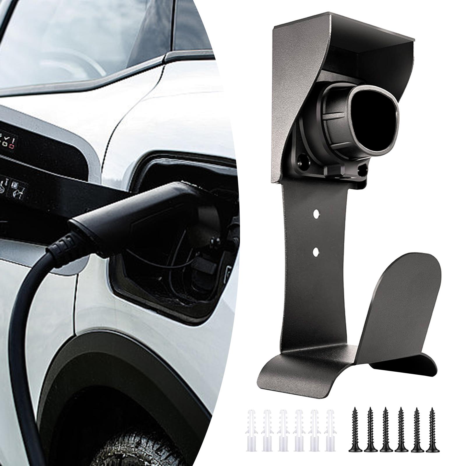 壁掛け充電ケーブルホルダーブラックメタルコードオーガナイザー電気自動車充電器用簡単取り付け