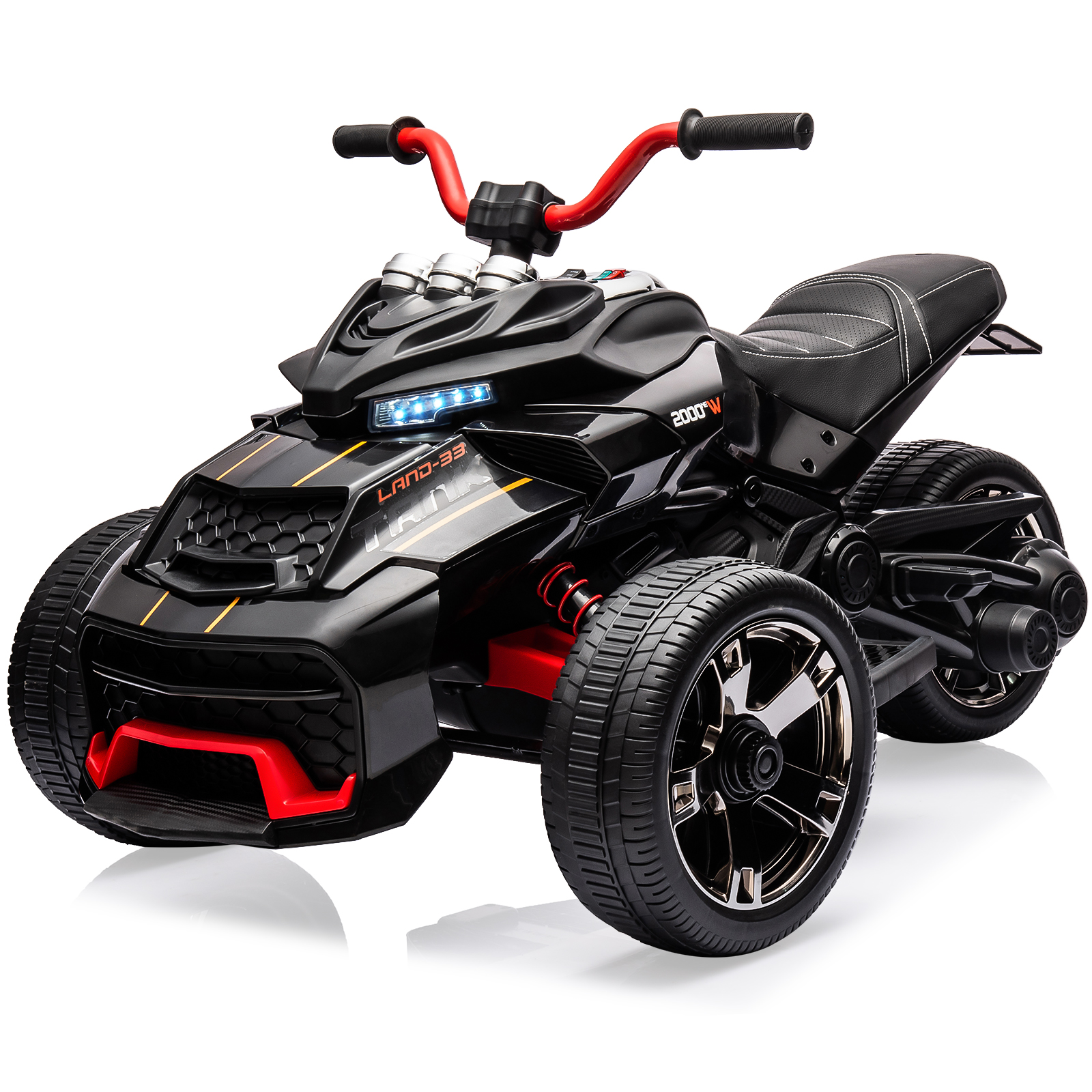 12V キッズライドオン ATV オートバイ、LED ライト、音楽、ホーン、USB 付き 3 輪電動おもちゃの車
